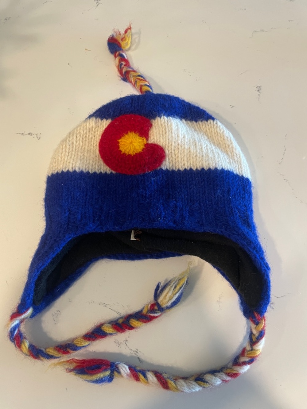 Rising International Blue White Colorado C Logo Earflap Knit Hat
